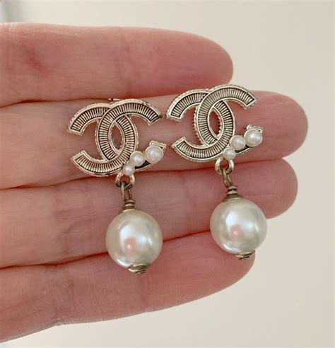 pearl chanel earings|authentic Chanel pearl earrings.